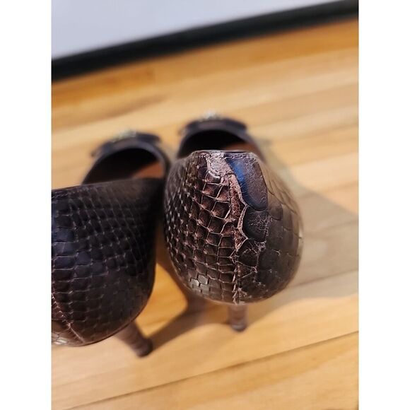 Cole Haan Grand OS Signature Brown Patent Leather High Heel Pump Size 7 B Snake - Picture 7 of 13